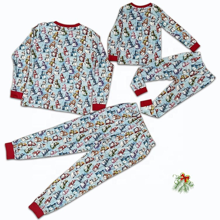 2024 wholesale Custom Pyjamas Family Sleepwear 2 Piece Graphic Bamboo Matching Christmas Pajamas Sets For Family