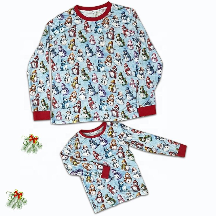 2024 wholesale Custom Pyjamas Family Sleepwear 2 Piece Graphic Bamboo Matching Christmas Pajamas Sets For Family
