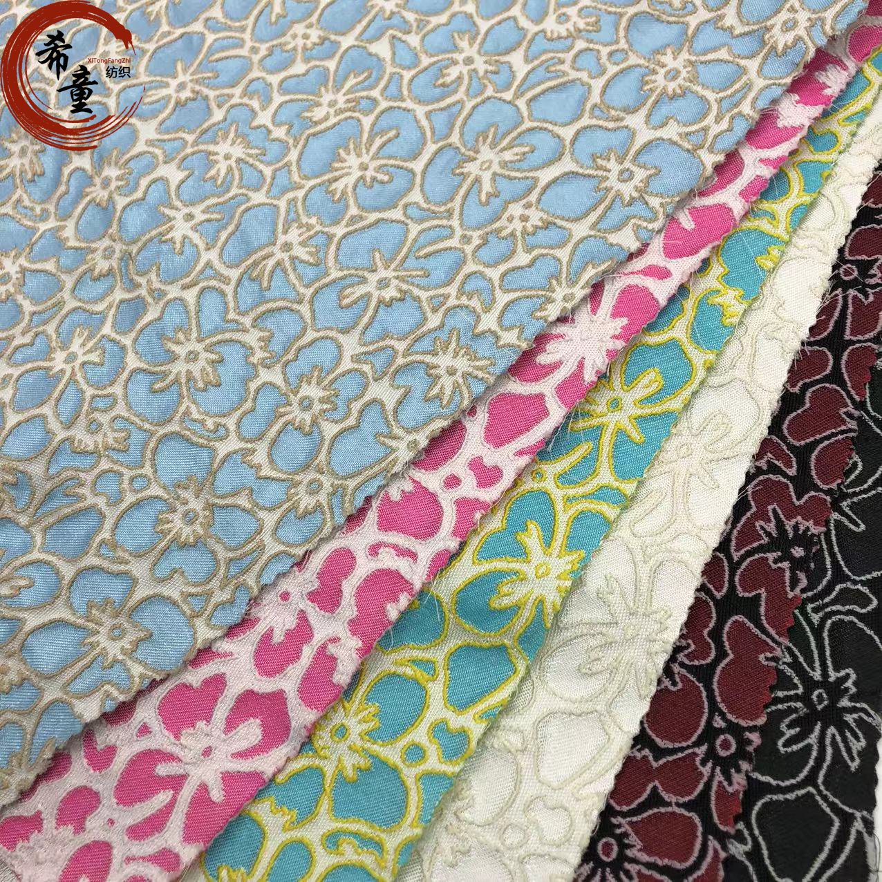 3D flower yarn dyed brocade jacquard fabrics for women and child's dress materials for dress polyester fabric chiffon dress