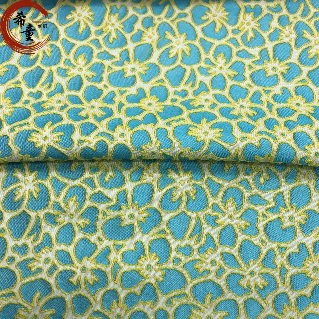 3D flower yarn dyed brocade jacquard fabrics for women and child's dress materials for dress polyester fabric chiffon dress