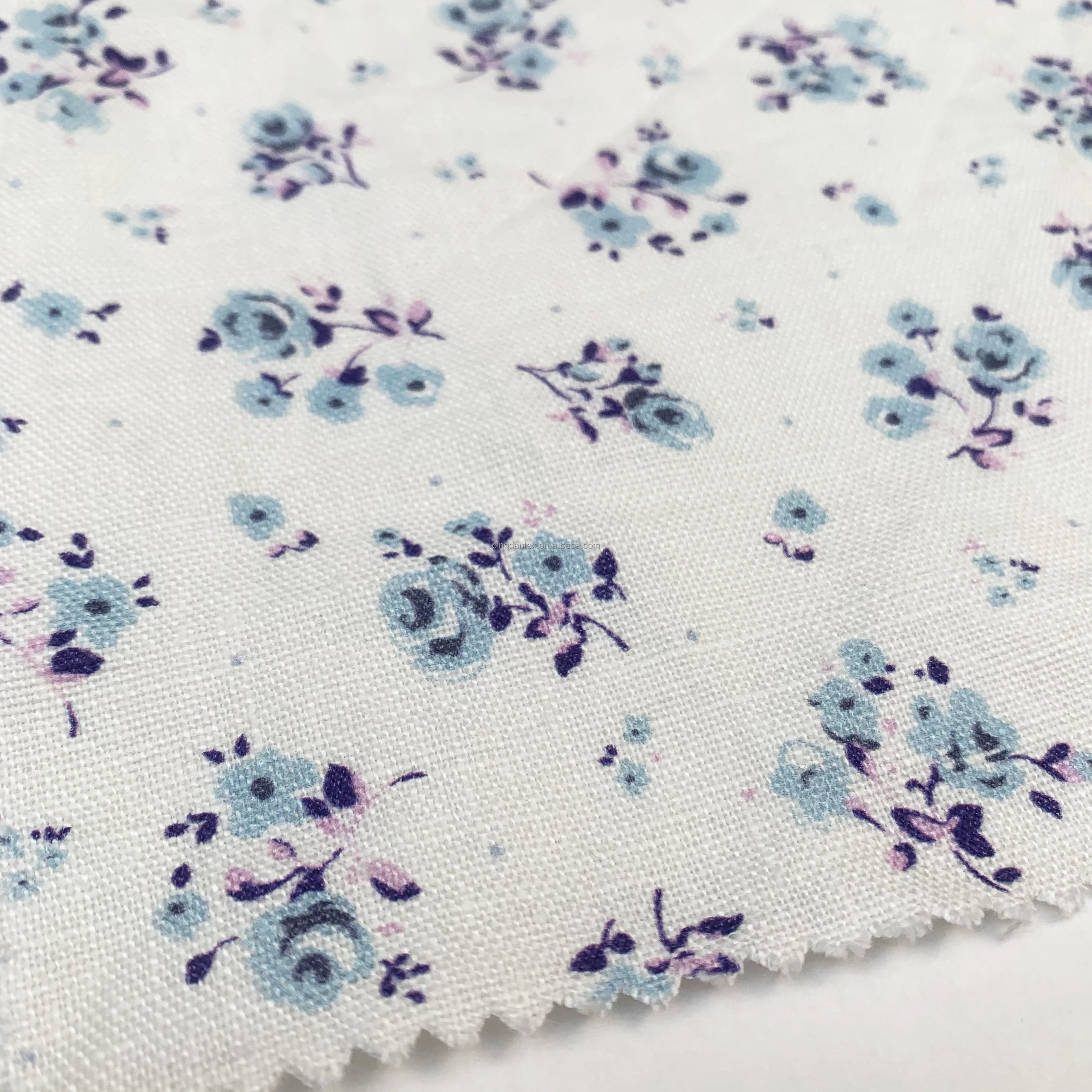 Custom linen printed fabric digital printing linen fabric for clothing pants shirts napkins