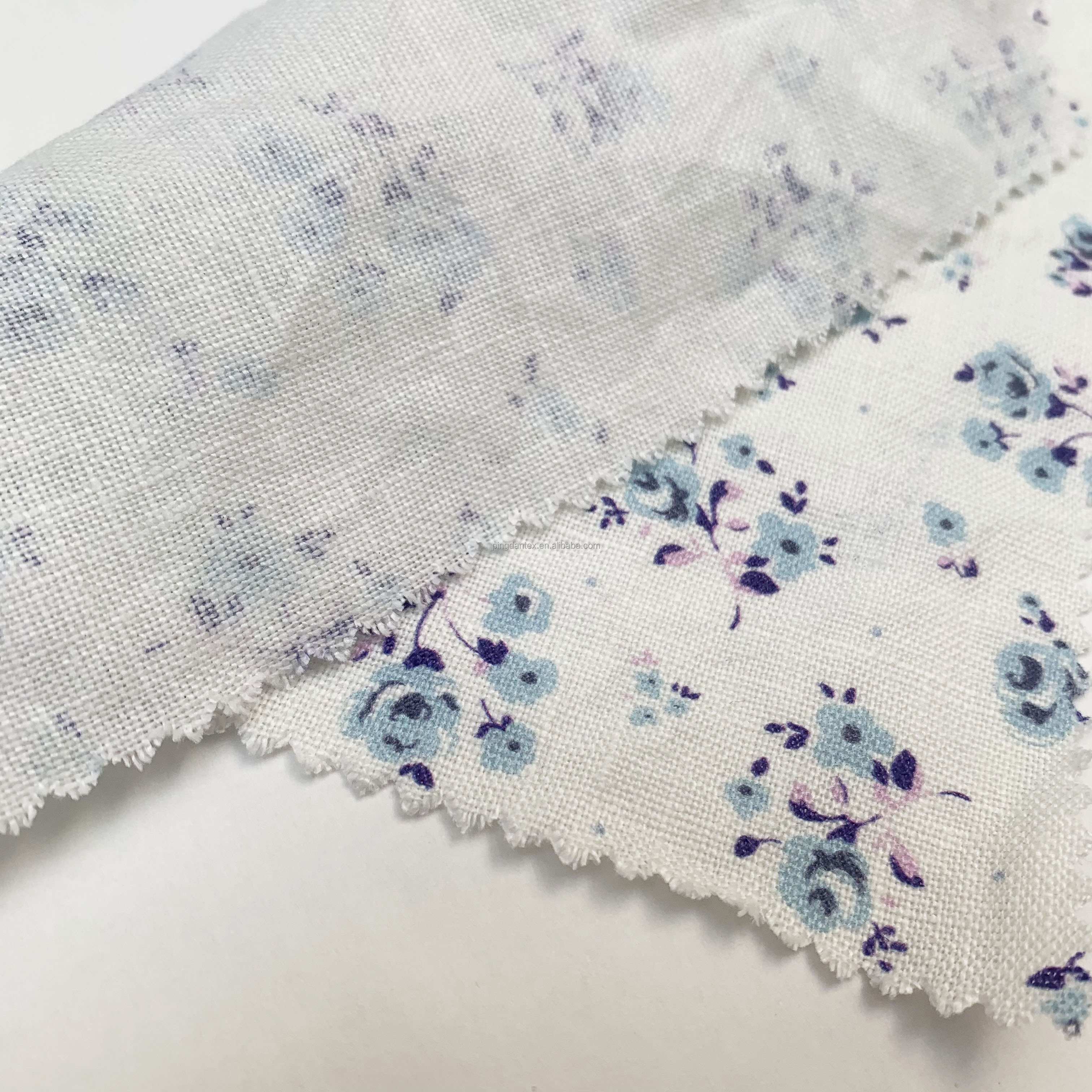 Custom linen printed fabric digital printing linen fabric for clothing pants shirts napkins