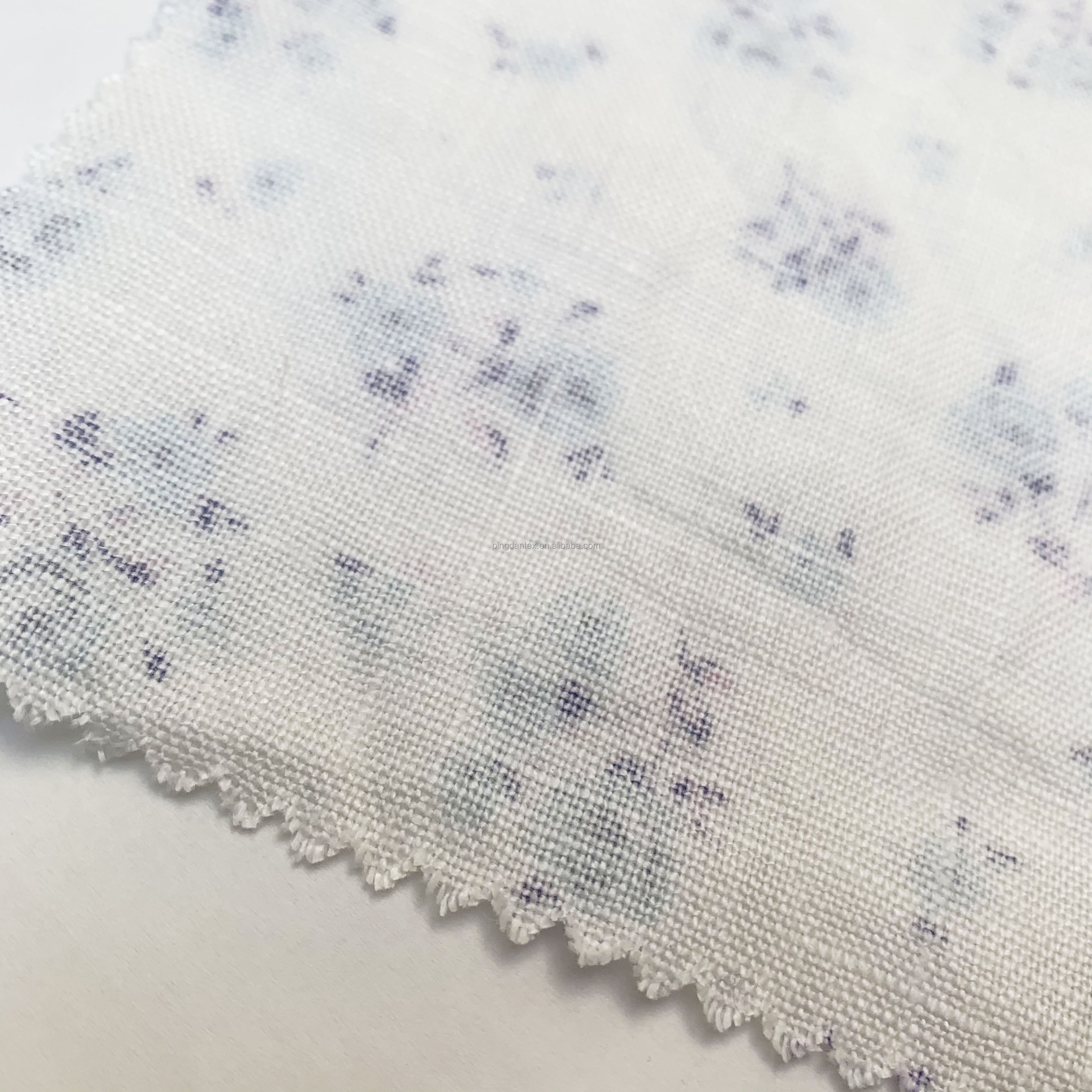 Custom linen printed fabric digital printing linen fabric for clothing pants shirts napkins