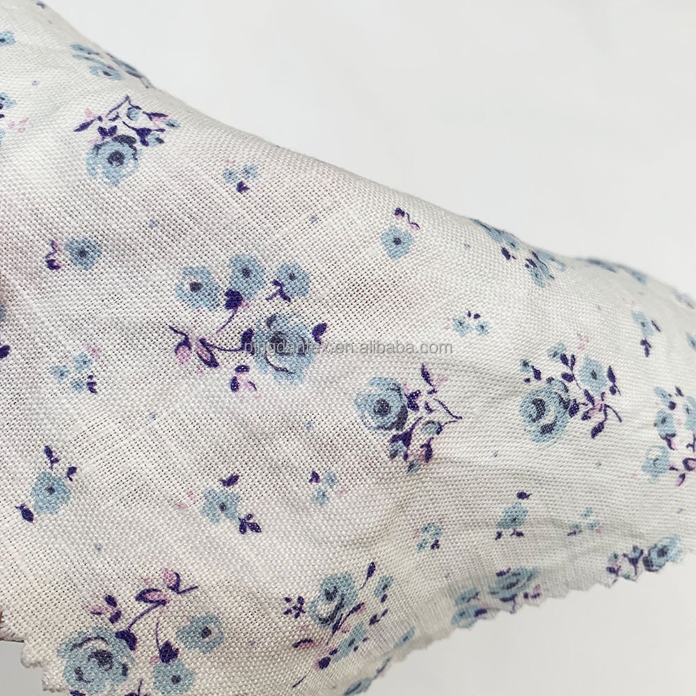 Custom linen printed fabric digital printing linen fabric for clothing pants shirts napkins