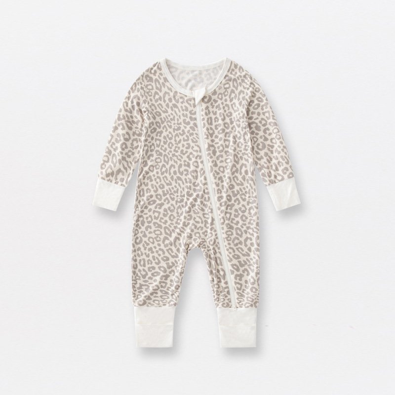 Support Custom Print Organic Bamboo Cotton Zip Rompers Wholesale ODM Boy's and Girls' Autumn Pajamas Size 2T