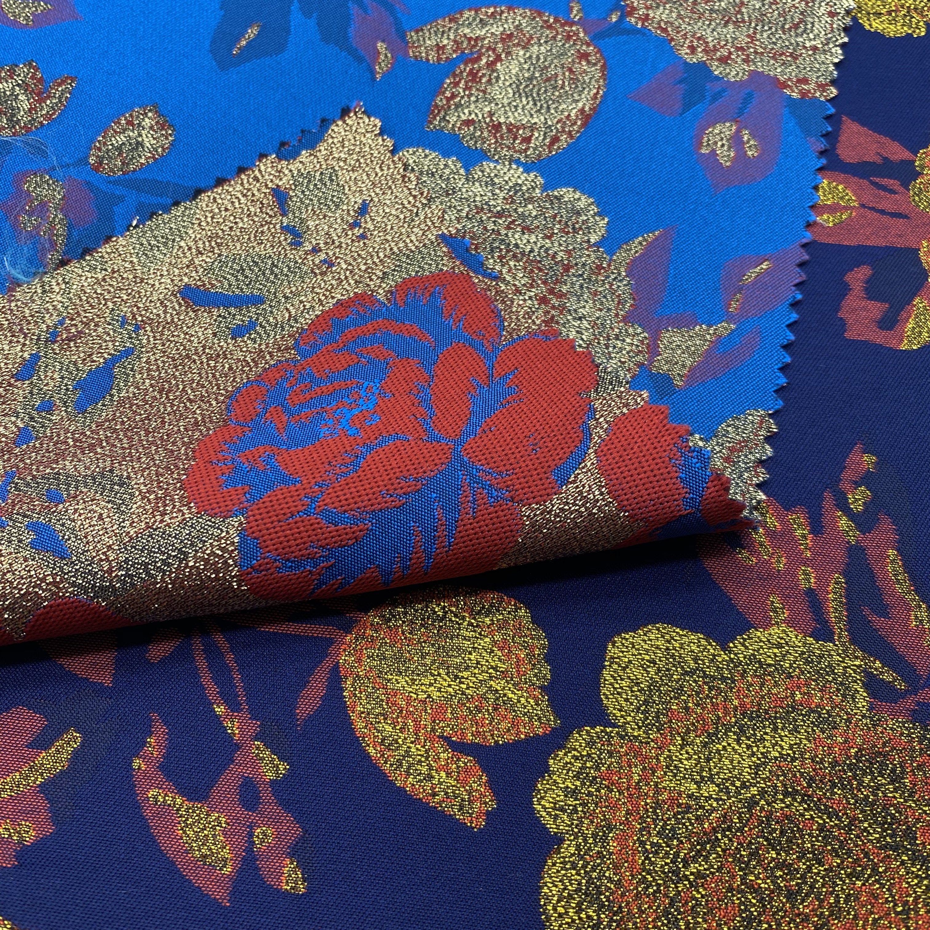 china textile supplier new design customize fashion 3D flower yarn dyed brocade jacquard fabrics for dress
