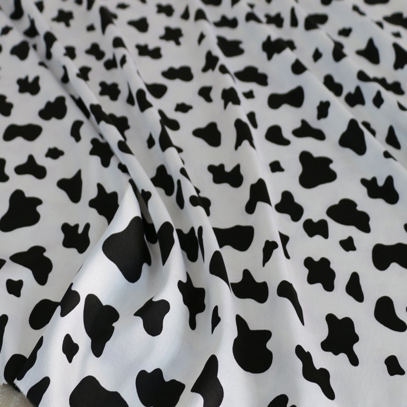 Good quality digital print soft smooth polyester spandex stretch cow printed satin fabric for dress