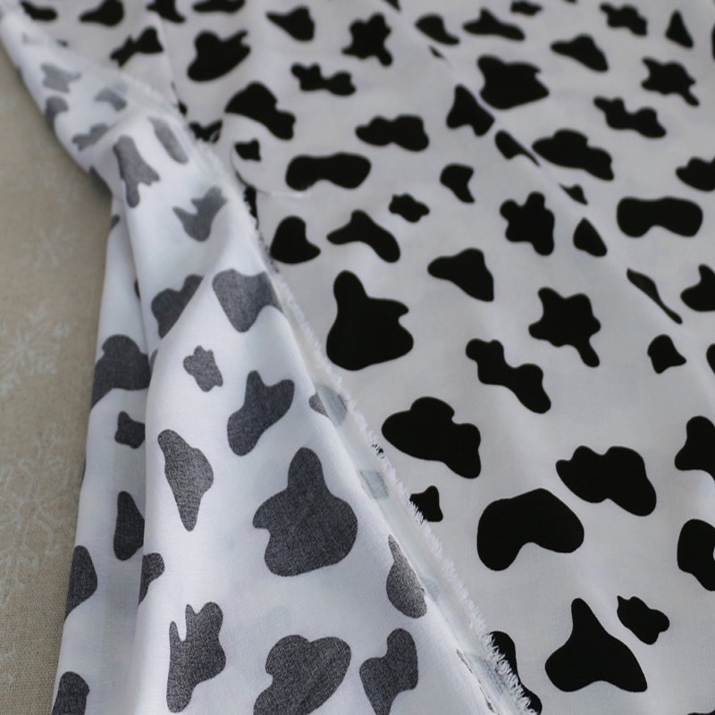 Good quality digital print soft smooth polyester spandex stretch cow printed satin fabric for dress