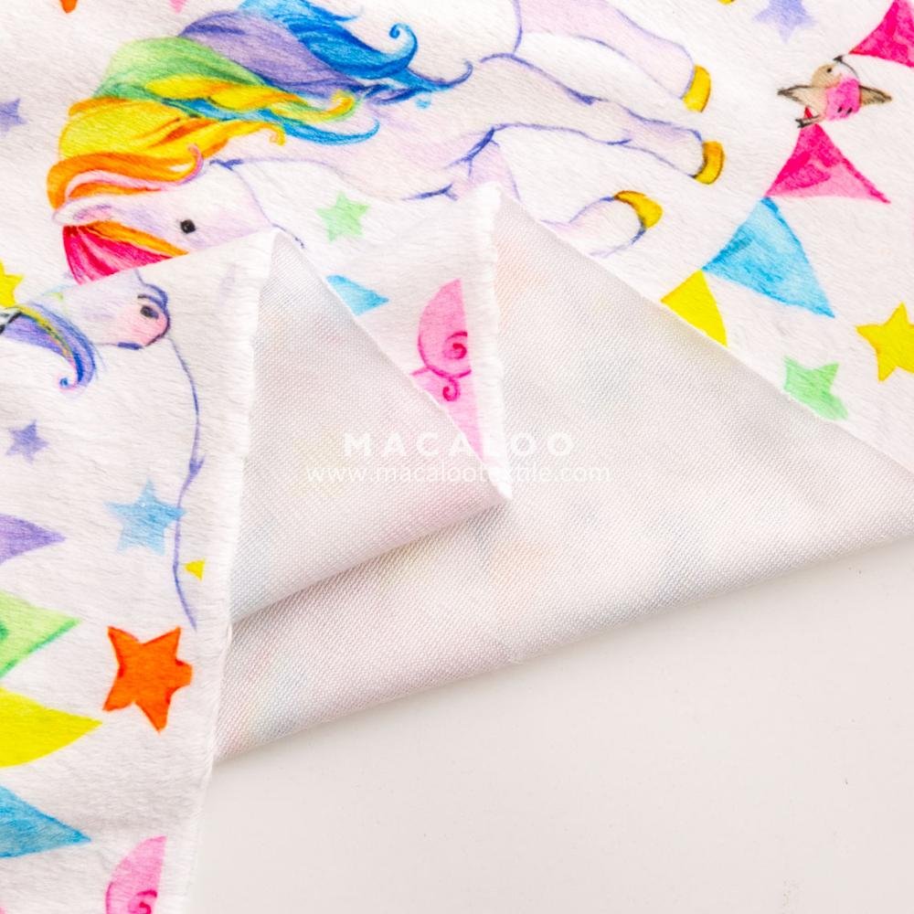 2.5mm pile soft and comfortable fleecy custom Print 100% polyester plush minky fabric for baby cuddle blanket