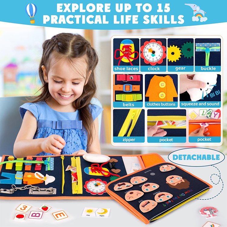 Customized Memory Loss Aid Fidget Quilt Activity Busy Sensory Fabric Dementia Blanket For Autism