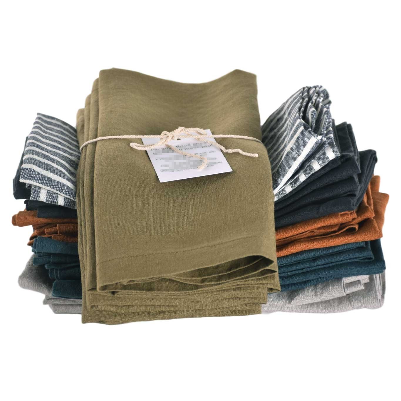 popular customize embroidery hemstitch restaurant stone wash soft european luxury flax linen cocktail napkins