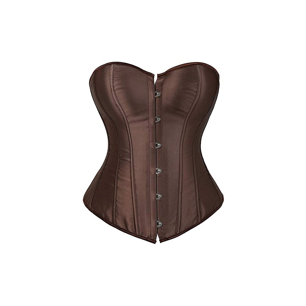 Women Vintage Haut Corset Satin Floral Lace Up Corset Trim Renaissance Overbust Waist Cincher Slimming Bustier Corset Top