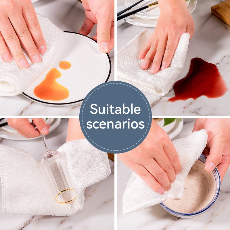 Custom Double-Layer Thickened Bamboo Fiber Dish Cloth Housework Microfibre Towels Kitchen Cleaning Microfiber Cloths
