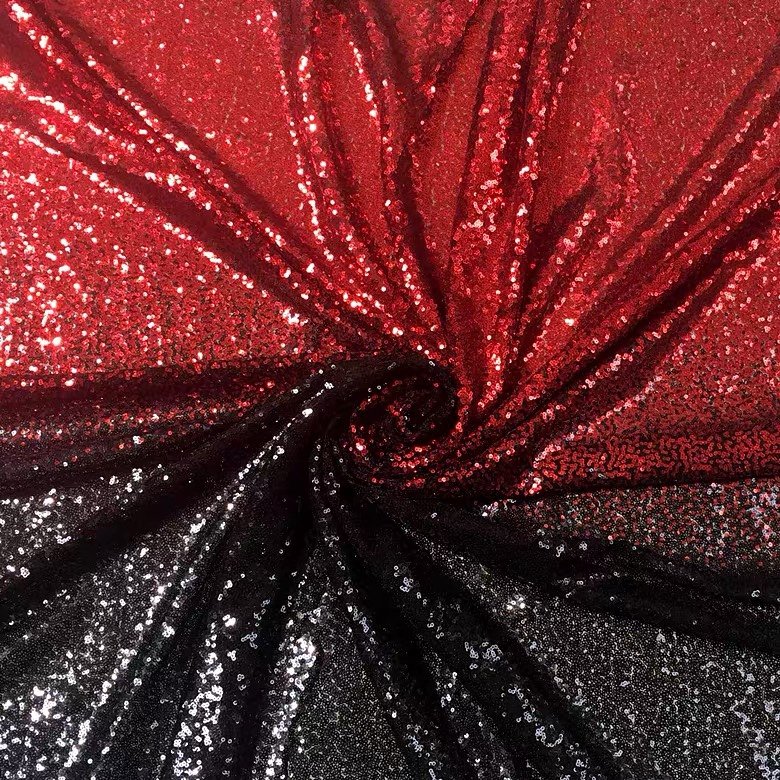 Red and black Gradient sequin fabric children's DIY dress performance clothing valance sequin fabric