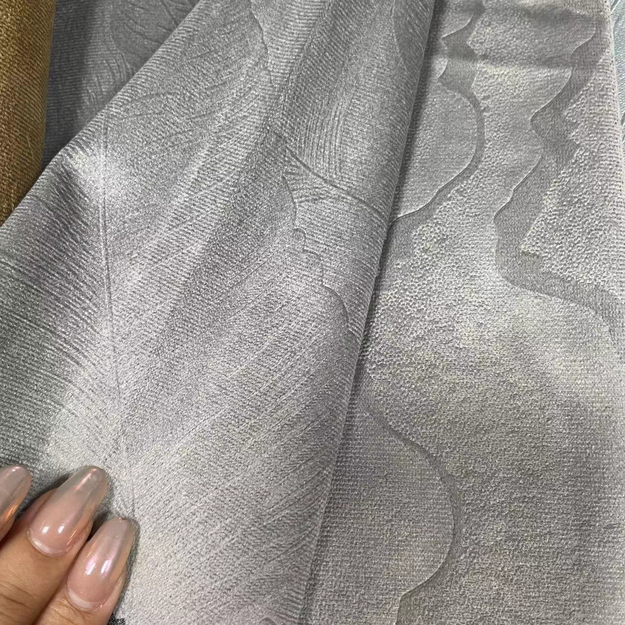 Wholesale Leaf Pattern Velvet Hotel Flame Retardant Curtain Fabric for Living Room