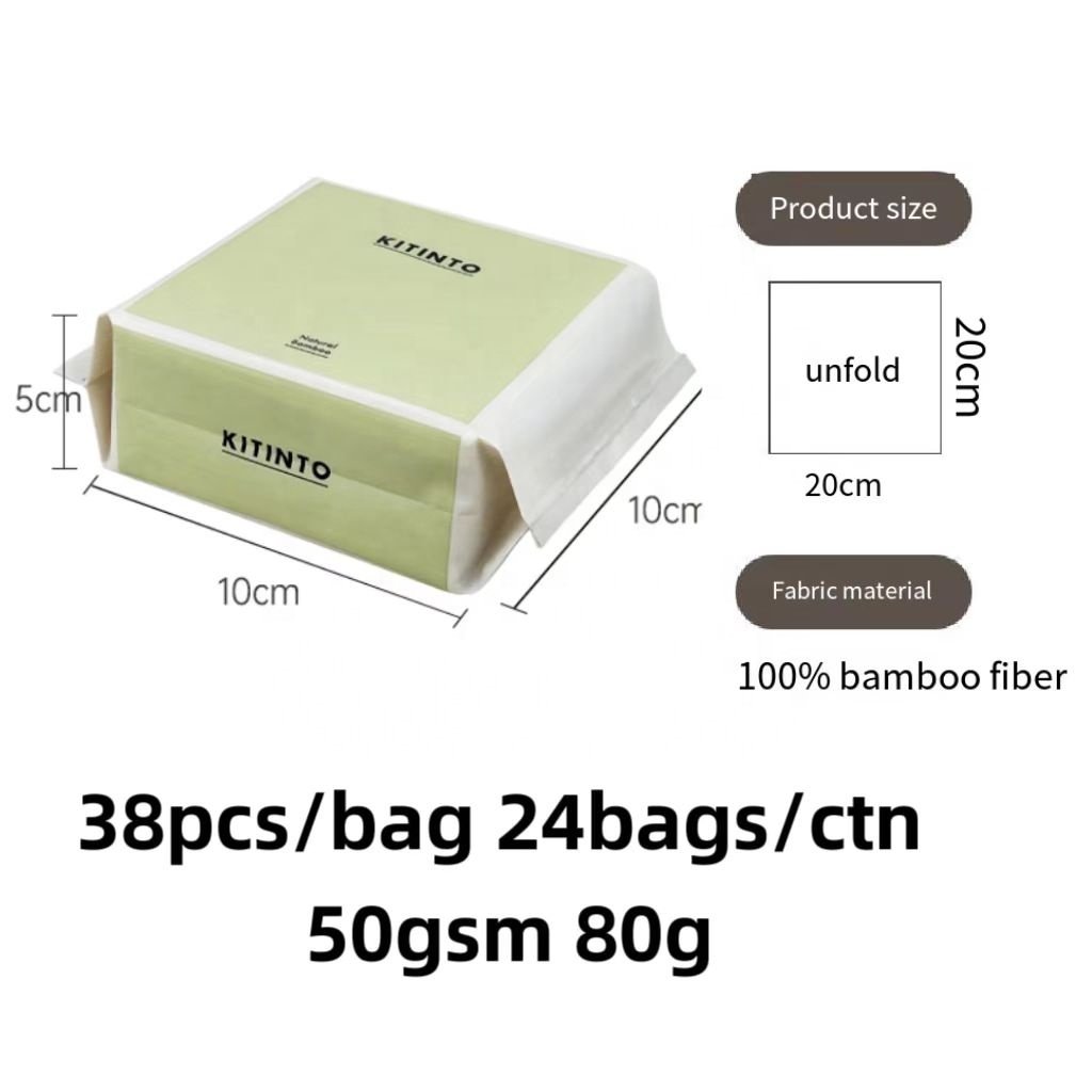Disposable bamboo fiber face towel extractor pure cotton thickened and soft face wash 38pcs bag packing