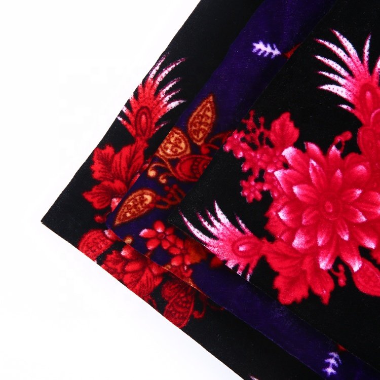 Cheapest 100% polyester price per meter pakistan woven floral printed 5000 velvet fabric for sofa or garment