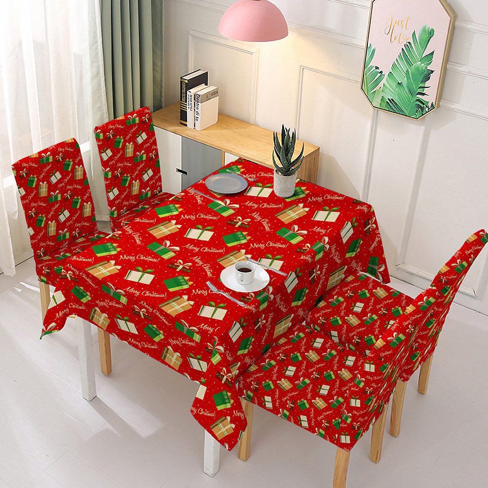table cloth christmas dining rectangle cotton linen tablecloths festival tabletop christmas kitchen decor Santa Claus tablecloth