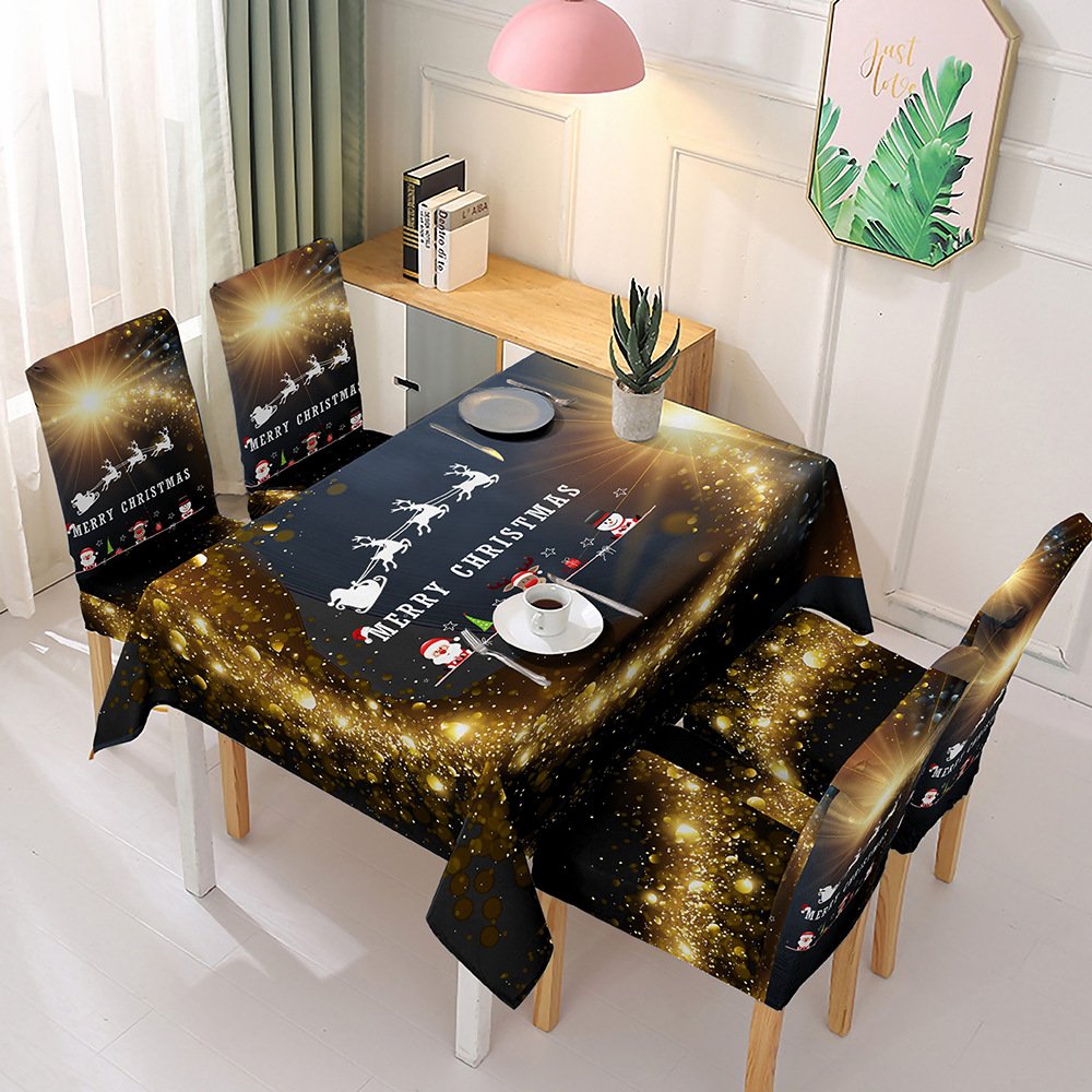 table cloth christmas dining rectangle cotton linen tablecloths festival tabletop christmas kitchen decor Santa Claus tablecloth