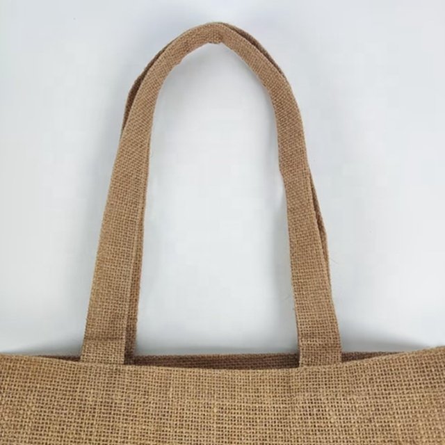 Natural Coating Lamination Burlap Custom Logo Color Eco Friendly Grocery Tote Bags Reusable Jute Gift Packing Shopping Bag