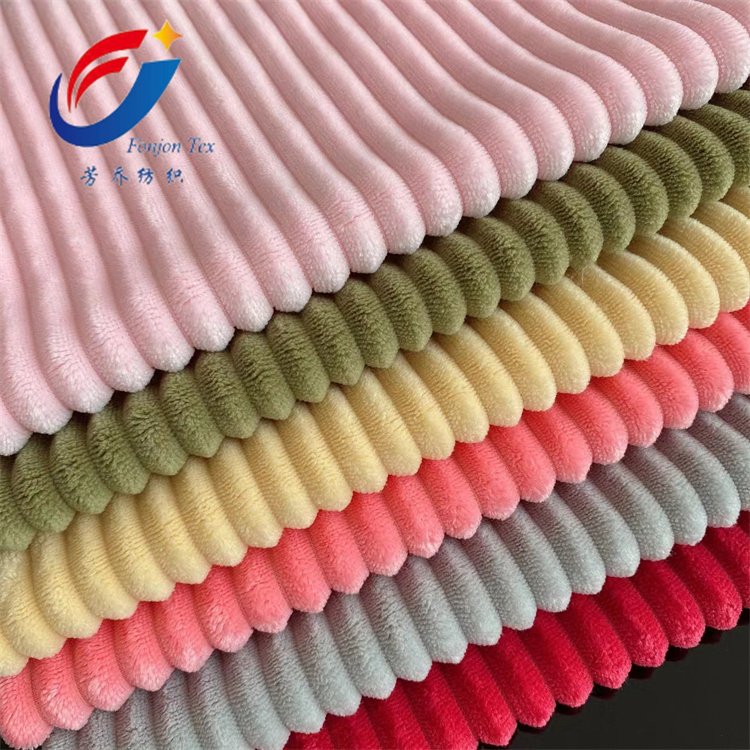 High Quality Custom Color Jacquard Stripe Flannel Fleece Fabric For Bed Sheets And Blankets