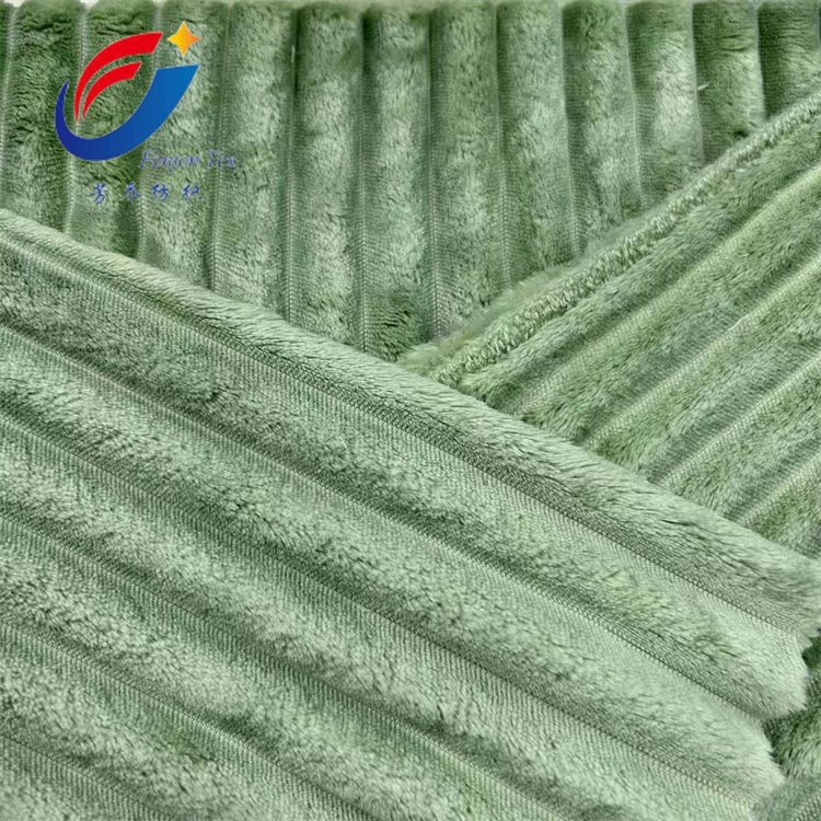 High Quality Custom Color Jacquard Stripe Flannel Fleece Fabric For Bed Sheets And Blankets