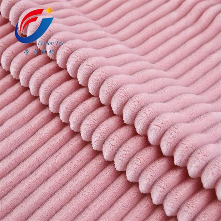 High Quality Custom Color Jacquard Stripe Flannel Fleece Fabric For Bed Sheets And Blankets