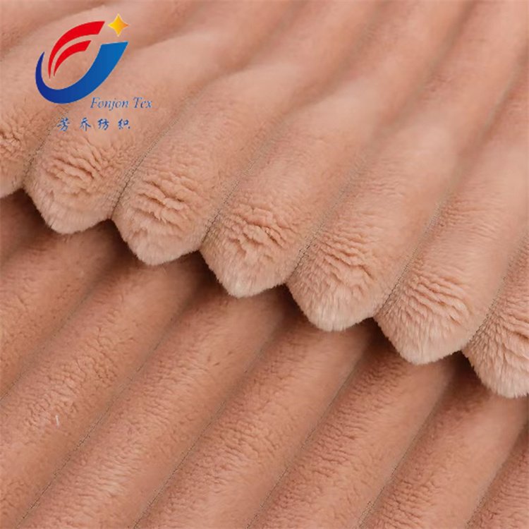 High Quality Custom Color Jacquard Stripe Flannel Fleece Fabric For Bed Sheets And Blankets