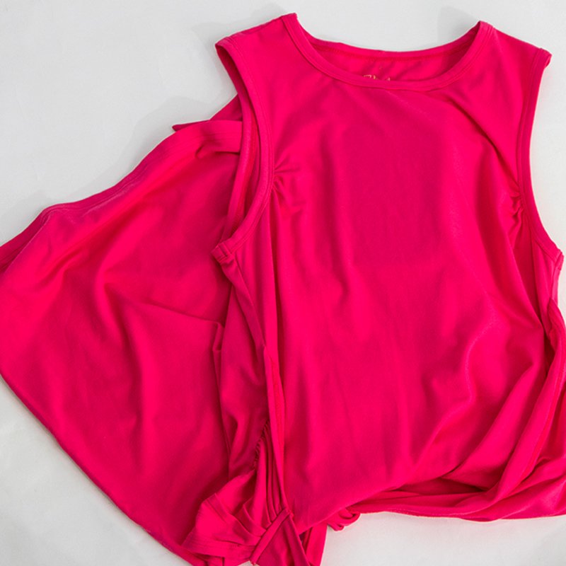 Red Sleeveless Women's Dress in Breathable Bamboo-Cotton Fabric