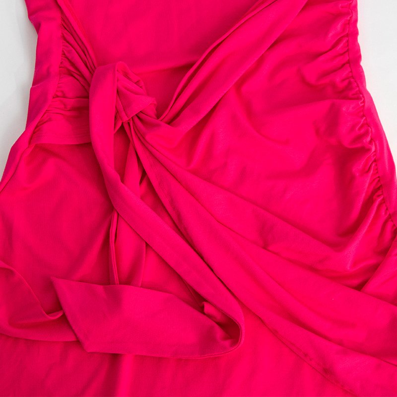 Red Sleeveless Women's Dress in Breathable Bamboo-Cotton Fabric