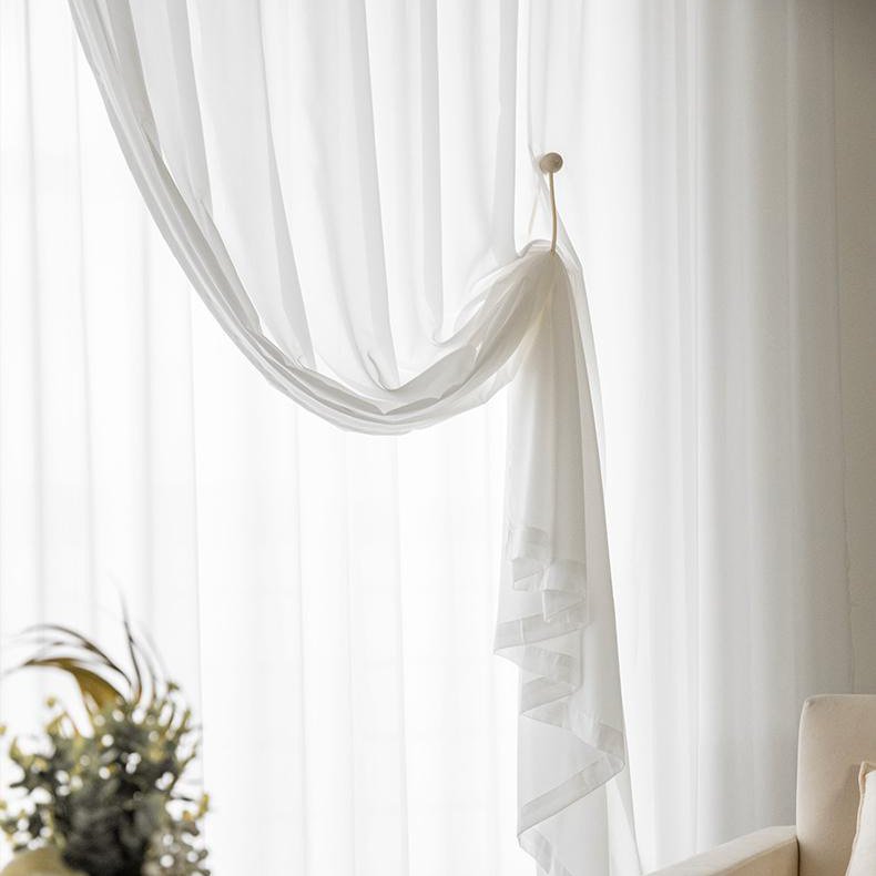 Factory Direct Low MOQ 280cm White Curtain White Sheer Curtain Fabric 100% Polyester Voile Curtain Fabric