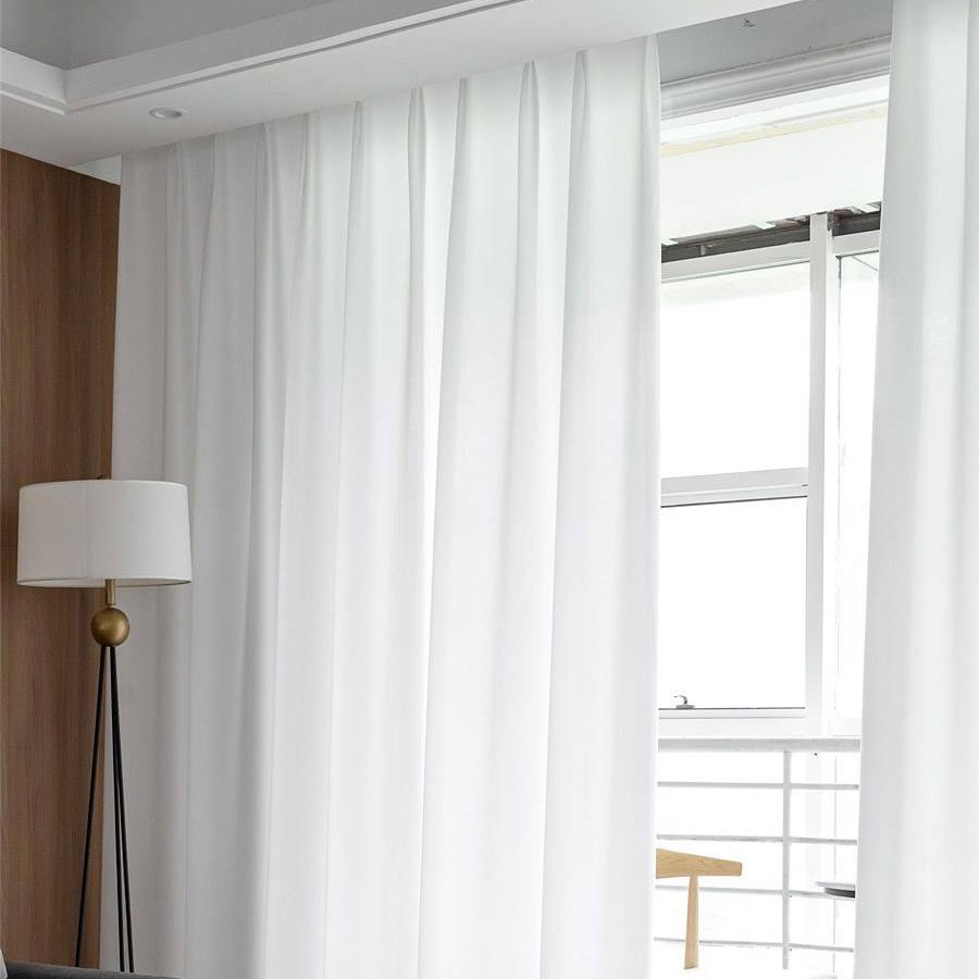 Factory Direct Low MOQ 280cm White Curtain White Sheer Curtain Fabric 100% Polyester Voile Curtain Fabric