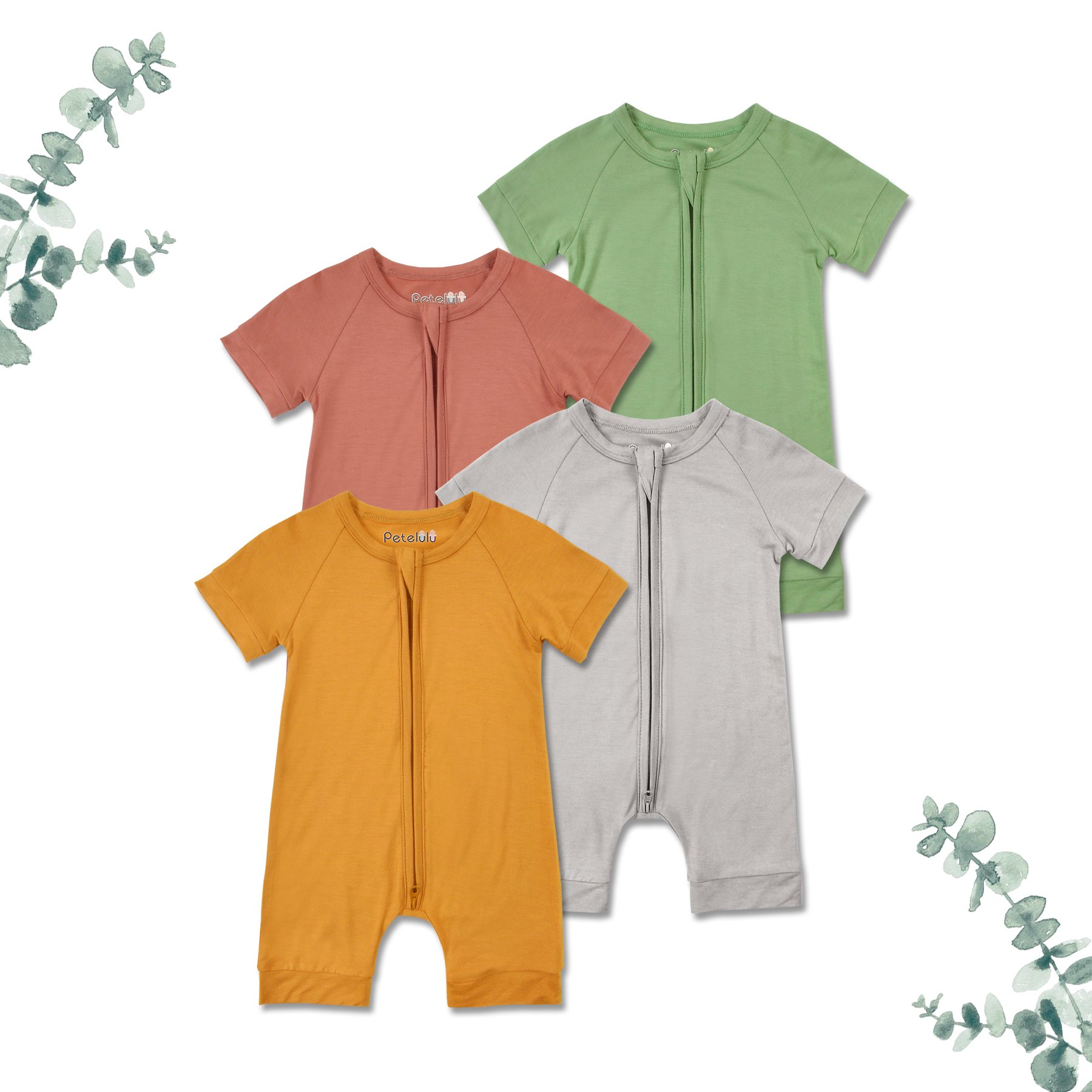 In Stock Bamboo Viscose Baby Short Sleeve Romper Wholesale Zipper Newborn Baby Clothes Infant Bodysuit