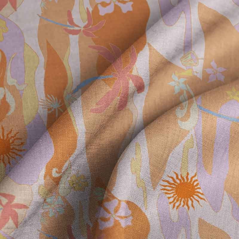 women dress breathable pattern 100% fashion softened linen twill fabric