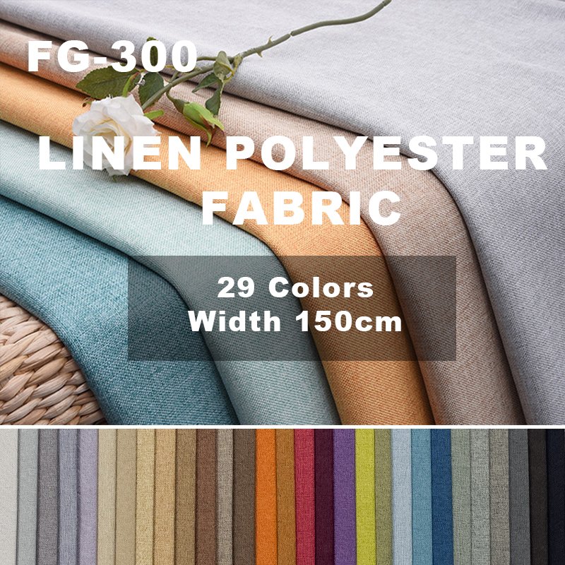 Bomar FG300 Oeko Tex Waterproof Polyester Faux Linen Sofa Fabric Linen Look Woven Upholstery Furniture Bag Curtain Home Textiles