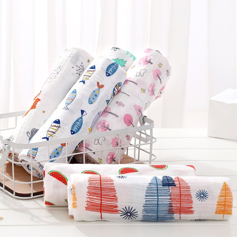 Custom printed newborn baby cotton bamboo swaddle receiving blankets set baby muslin swaddle wrap