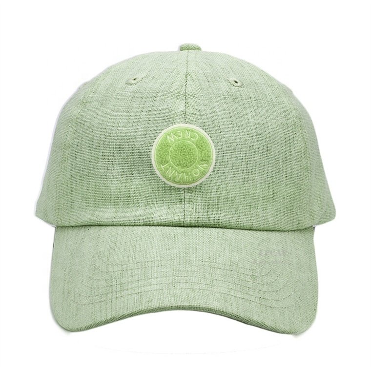 Custom Design Brand Quality Wholesale Breathable Fabric Adjustable 6 Panel Linen Baseball Cap