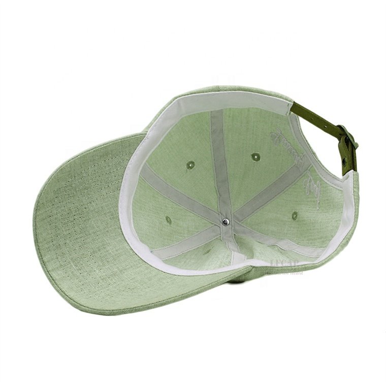 Custom Design Brand Quality Wholesale Breathable Fabric Adjustable 6 Panel Linen Baseball Cap