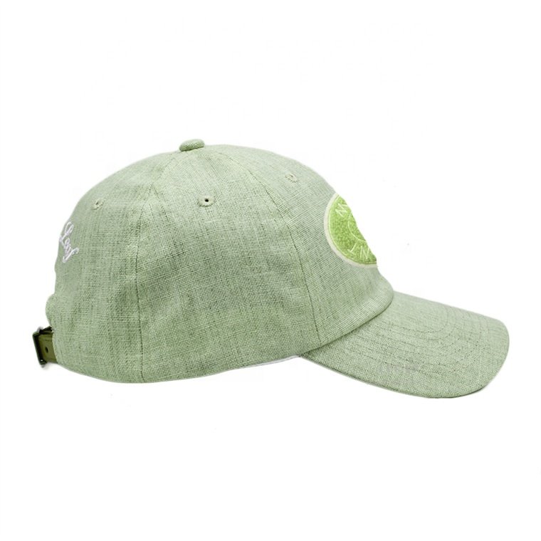 Custom Design Brand Quality Wholesale Breathable Fabric Adjustable 6 Panel Linen Baseball Cap