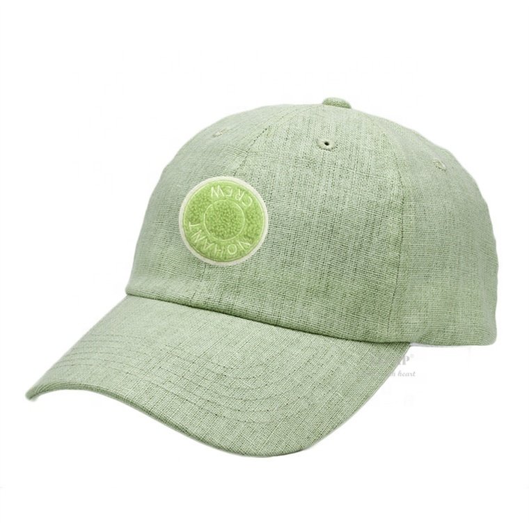 Custom Design Brand Quality Wholesale Breathable Fabric Adjustable 6 Panel Linen Baseball Cap