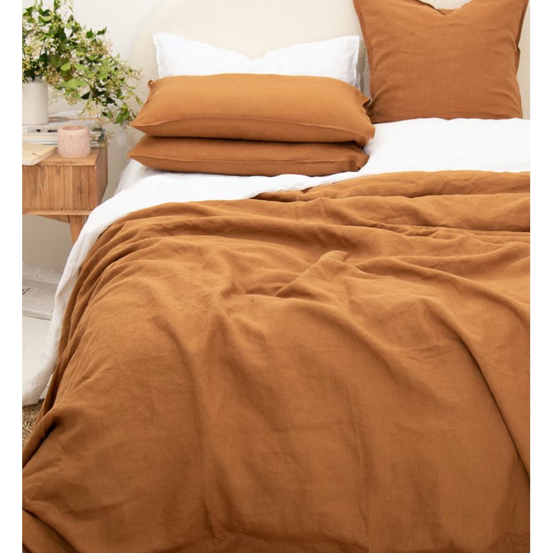 Natural 100% Linen Duvet Cover Set French Flax Fabric with Polyester Filling Cool for Spring and Winter Home Use