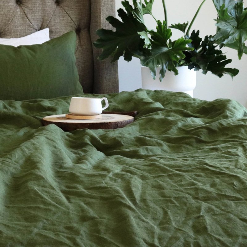 Natural 100% Linen Duvet Cover Set French Flax Fabric with Polyester Filling Cool for Spring and Winter Home Use