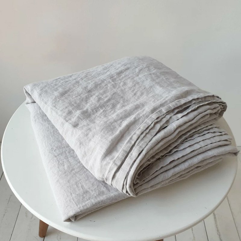 Natural 100% Linen Duvet Cover Set French Flax Fabric with Polyester Filling Cool for Spring and Winter Home Use