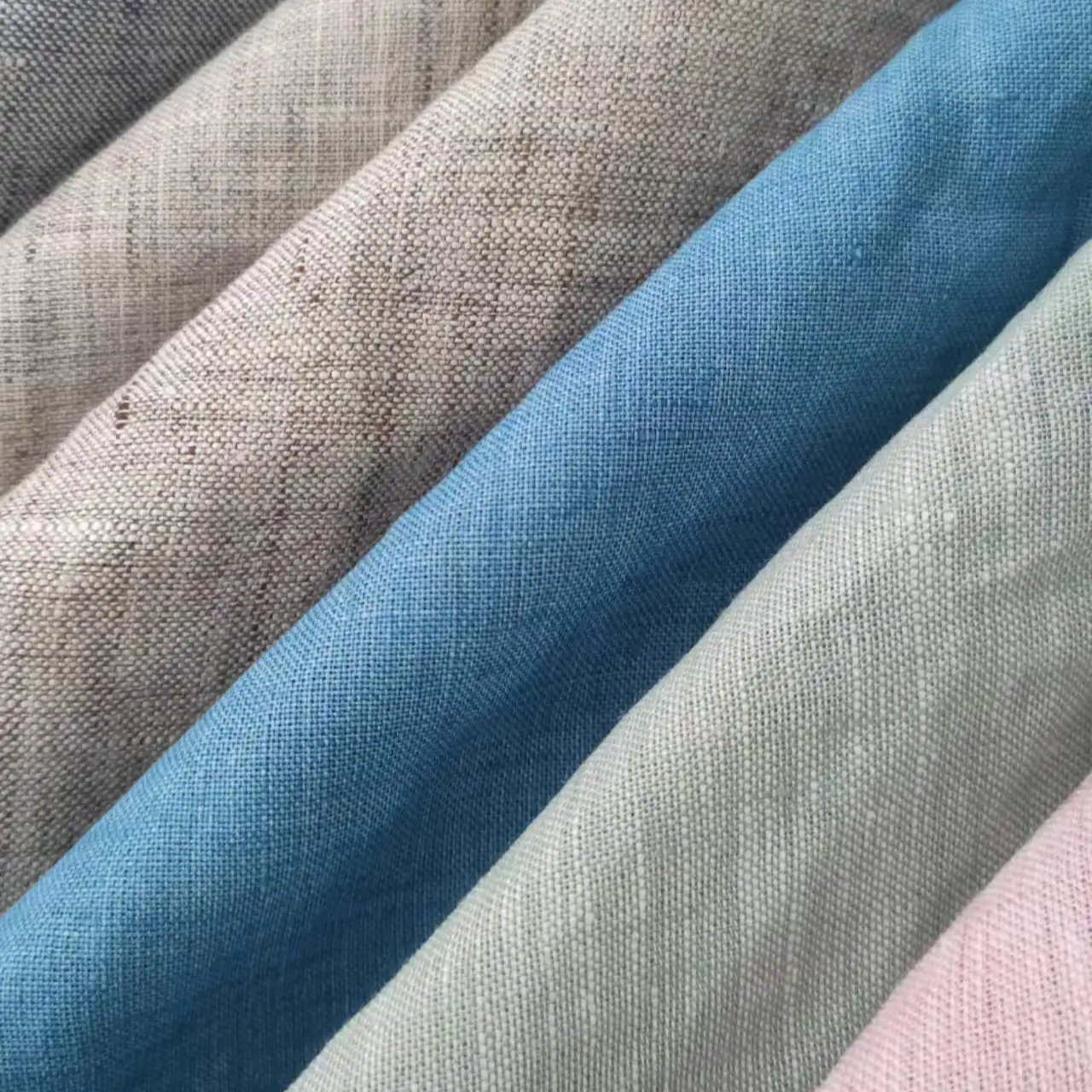 Hot selling linen two-tone chambray style colorful cotton soft yarn dyed slub linen shirting fabric European flax
