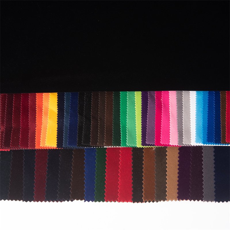Flocking Velvet Fabric Soft Black Solid Color Velveteen Knitted Fabric For Garment
