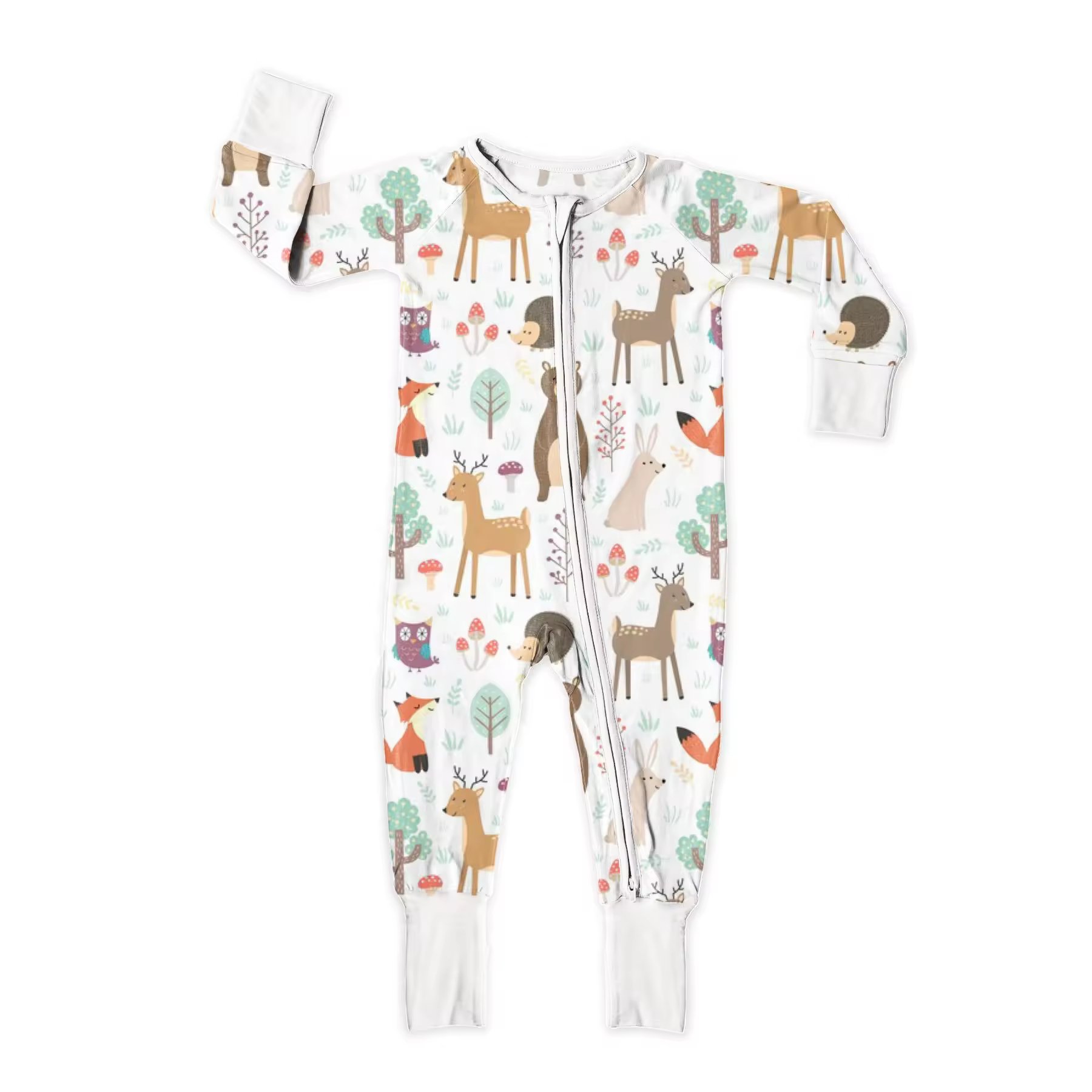 2024 Wholesale Blue Camouflage Kids Printed Footed Baby Bamboo Fiber Pajamas Baby Romper Bamboo Fiber Fabric Sleepwear Rompers