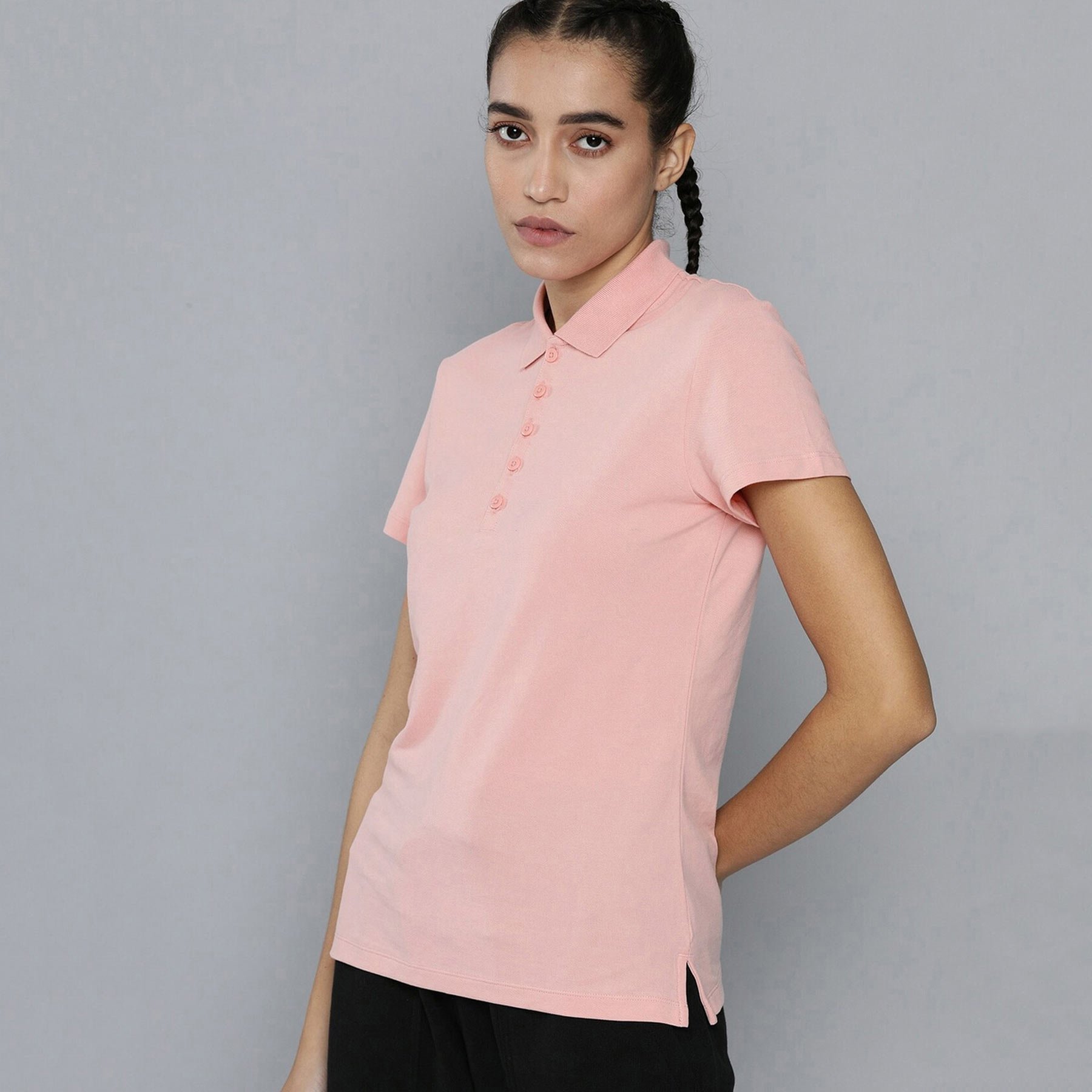 Custom Logo Women's Short Sleeve Jersey Polo Shirts Solid Color Ribbed Collar Button Casual Print Style Knitted Fabric