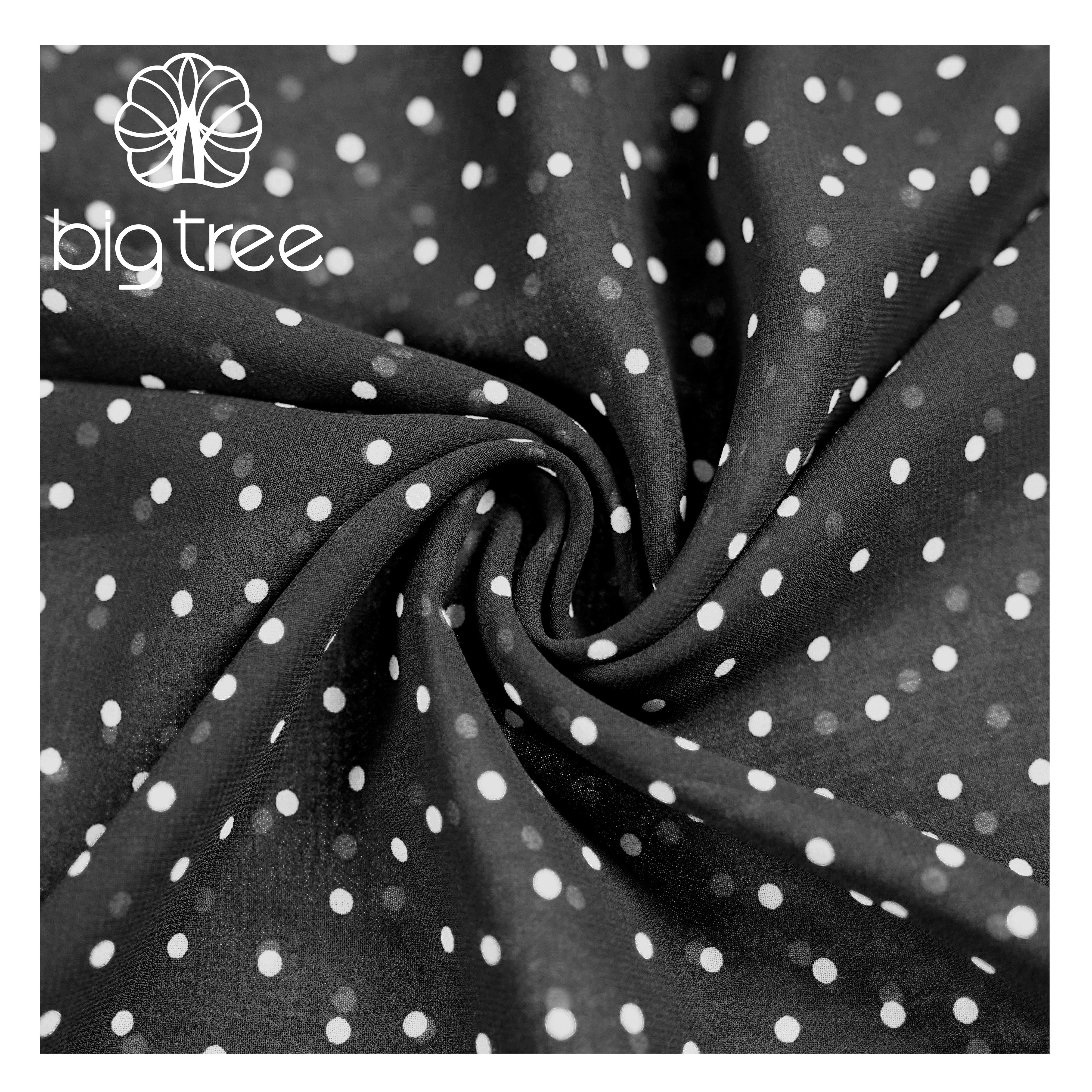 100% Polyester Fabric Chiffon Fabric Dot Printed Black & White for Ladies & Girls Dress