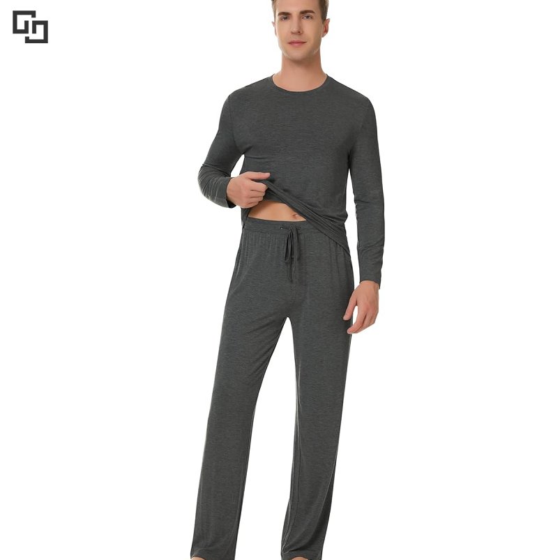 Cozy Pants Set Mens Pajama Sets Custom Lounge Wear Custom Casual Loose Bamboo Men's 2 Piece Sleepwear