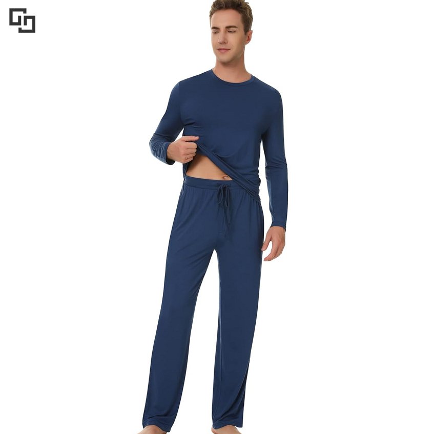 Cozy Pants Set Mens Pajama Sets Custom Lounge Wear Custom Casual Loose Bamboo Men's 2 Piece Sleepwear